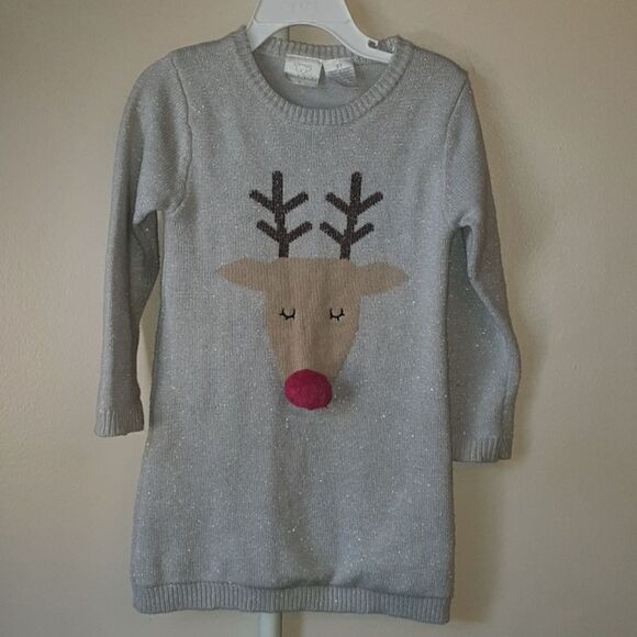 Koala Kids Reindeer Sparkle sweater dress 3T - Picture 1 of 4